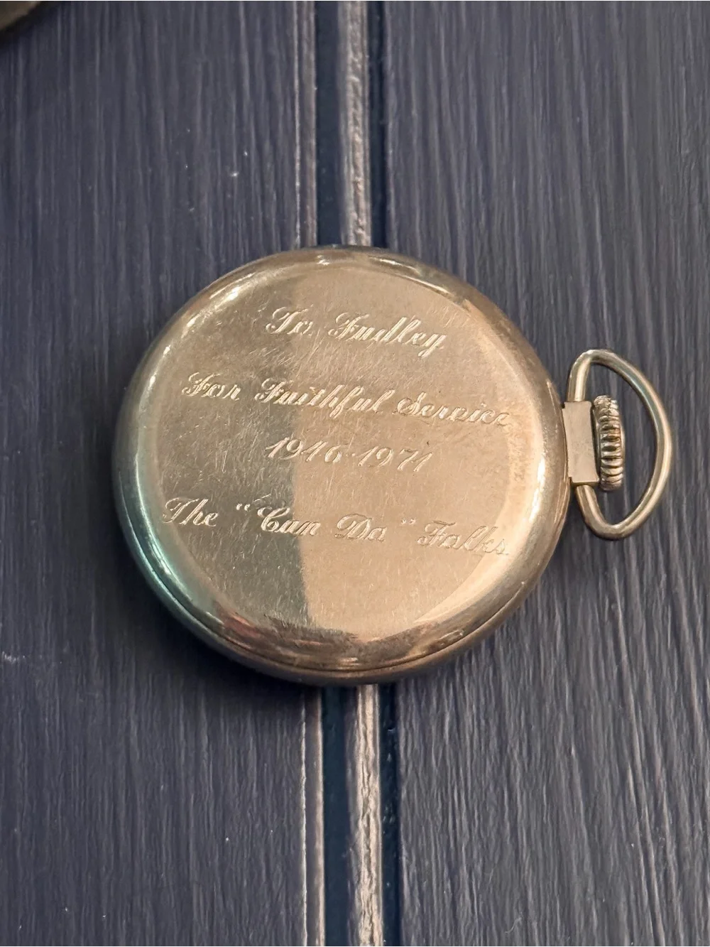 Vintage Pocket Watch & Glass Cloche | 25-Year Service Presentation